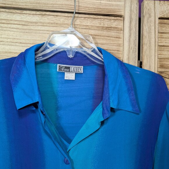 Dera Lauren Blue and Teal Button-Up Blouse and Dress Set Size 1X - Picture 4 of 15